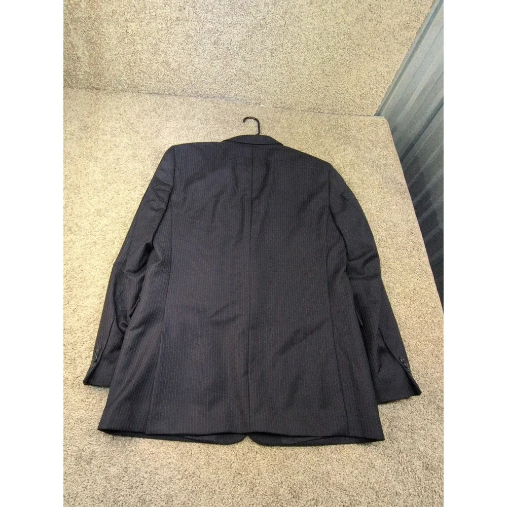 Tommy Hilfiger Mens Navy Blue Pinstripe‎ 100% Wool Two Button Blazer Jacket 42R